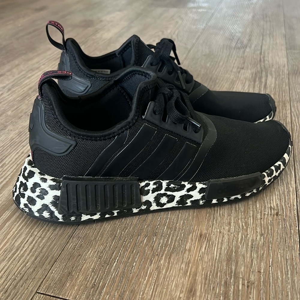 Adidas Black Sneakers with Animal Print Sole